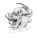 Demon warrior with a sword bastard  tattoo design idea