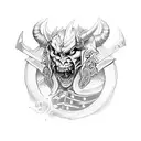 Demon warrior with a sword bastard  tattoo design idea