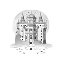 castillo gotico con gargolas y torres con muchos picos tattoo design idea