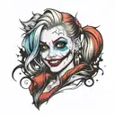 Harley Quinn face smiling  tattoo design idea