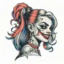 Harley Quinn face smiling  tattoo design idea