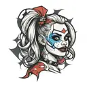 Harley Quinn face smiling  tattoo design idea