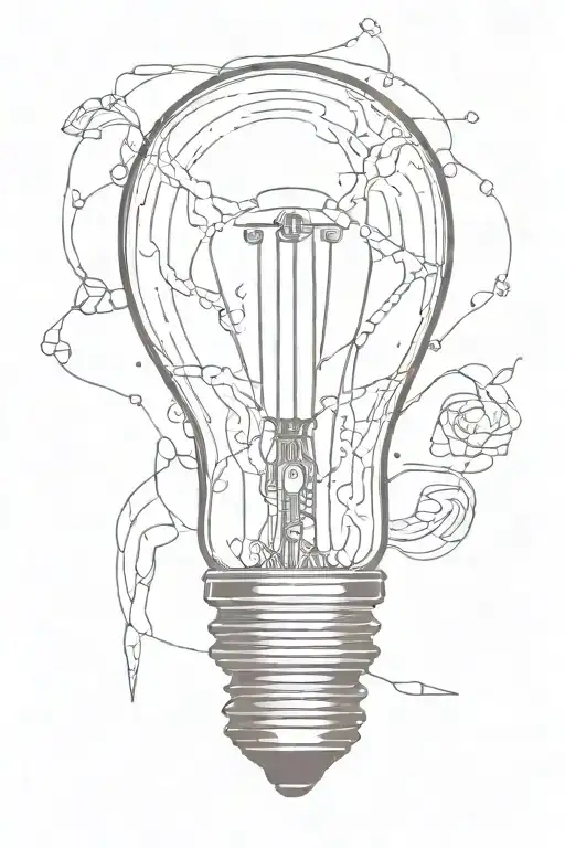 light bulb with sewing needle tattoo design idea