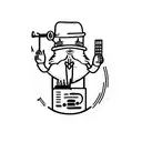 A bartender mixing drinks with musical instruments as ingredients tattoo design idea