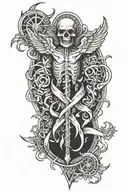 plaque doctor holding caduceus and chaos symbol  tattoo design idea