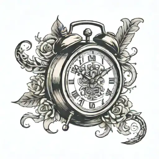 "NOW" in digital font seen on alarm clock tattoo design idea