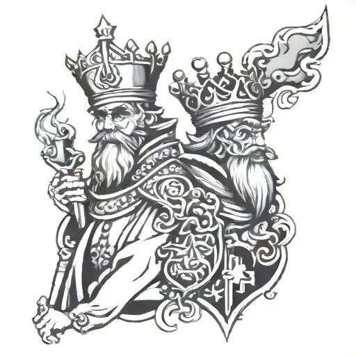 king queen knight bishop smoke tattoo design idea
