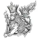 king queen knight bishop smoke tattoo design idea
