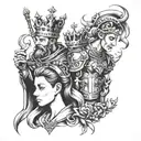 king queen knight bishop smoke tattoo design idea