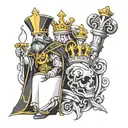 king queen knight bishop smoke tattoo design idea