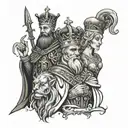 king queen knight bishop smoke tattoo design idea