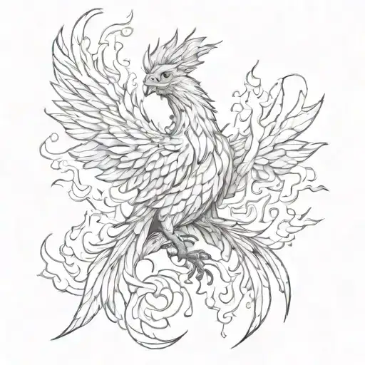 slander phenix bird burning tattoo design idea