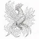 slander phenix bird burning tattoo design idea