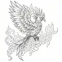 slander phenix bird burning tattoo design idea