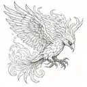 slander phenix bird burning tattoo design idea
