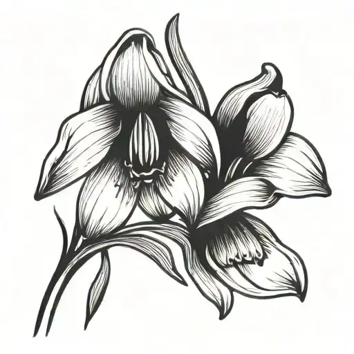Snowdrop flower large black tattoo design idea