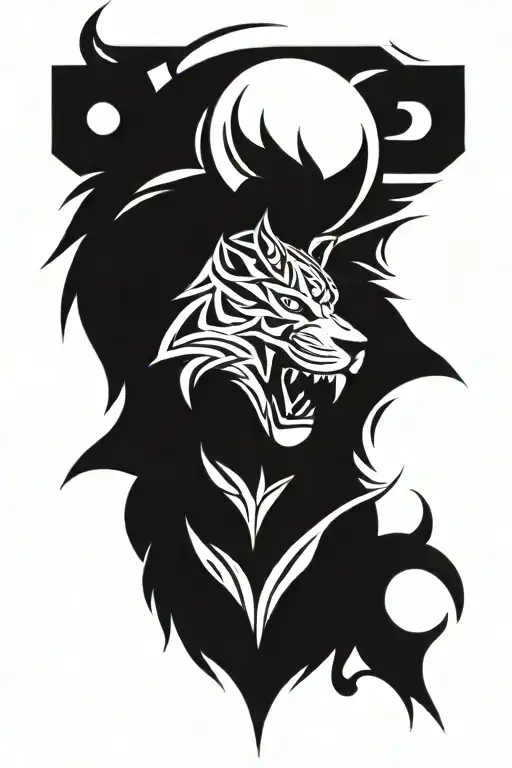 Lion and Wolf head tattoo design idea