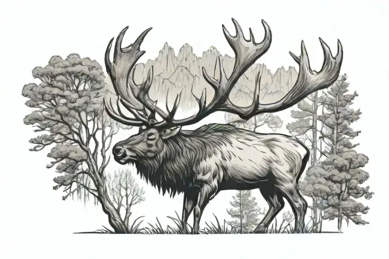 forrest elk tattoo design idea