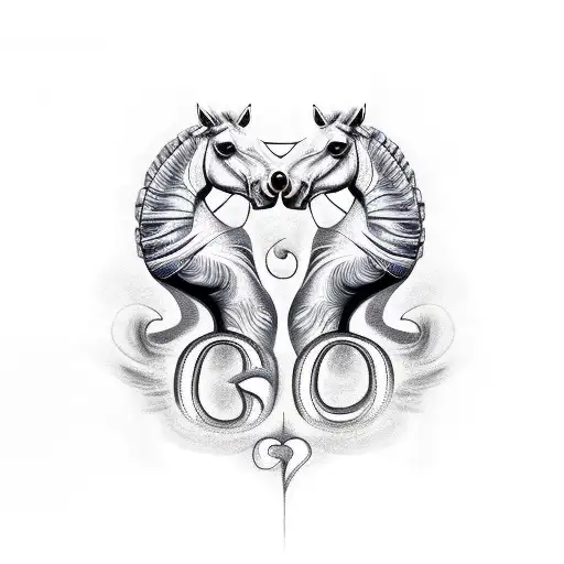 2 horse heads in the shape of letter S tattoo design idea