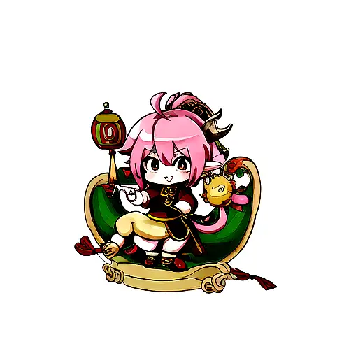 cute cartoon dragon holding chinese gold tattoo design idea