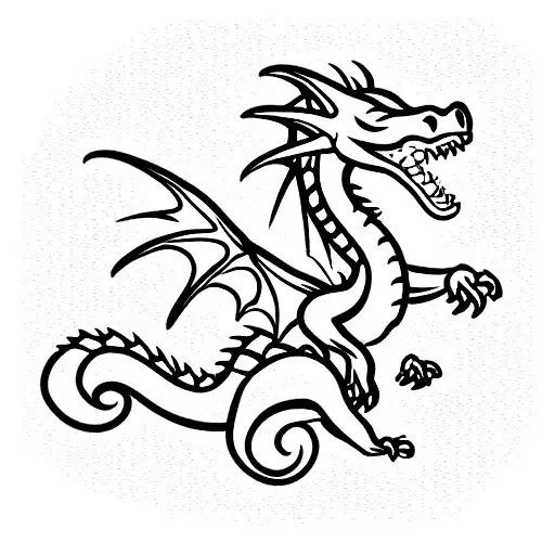 cute cartoon dragon holding chinese gold tattoo design idea