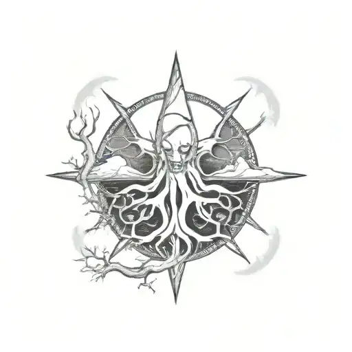 dead tree branches tattoo design idea