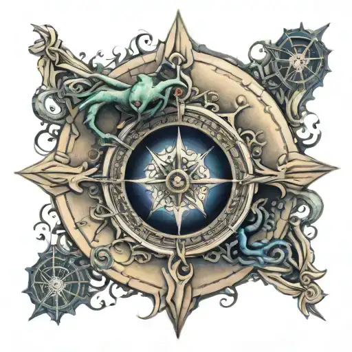 cthulhu compass tattoo design idea