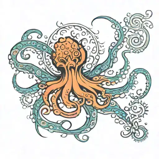 posiedons trident bursting through the seas, wrapped in octopus tentacles  tattoo design idea
