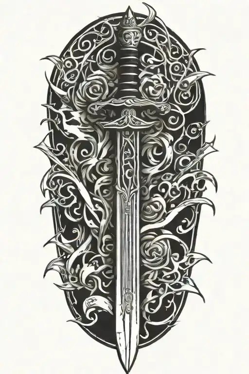 destroyed sword tattoo design idea