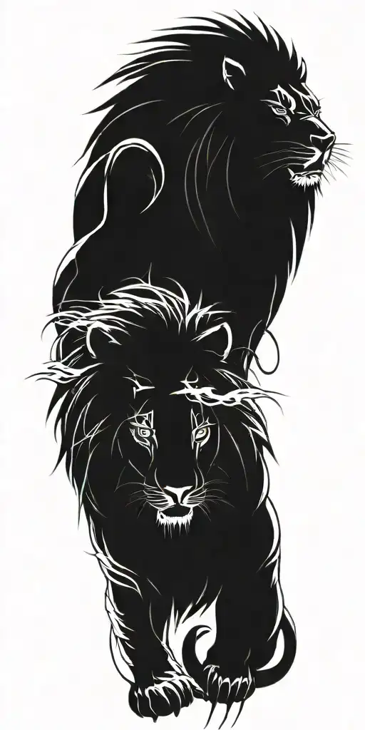 A tattoo design combining elements of Itachi Uchiha and a lion in a Japanese style tattoo design idea