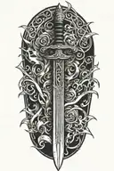 destroyed sword tattoo design idea