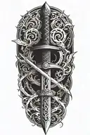 destroyed sword tattoo design idea