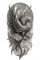 A phoenix emerging from flames, symbolizing resilience and overcoming challenges, with a Japanese twist tattoo design idea