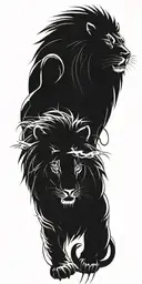 A tattoo design combining elements of Itachi Uchiha and a lion in a Japanese style tattoo design idea