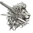 A sword-wielding warrior lion showcasing endurance and kindness tattoo design idea