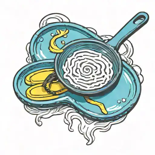 a frying pan and a flip flop  tattoo design idea