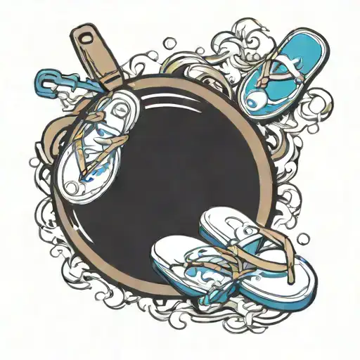 a frying pan and a flip flop  tattoo design idea