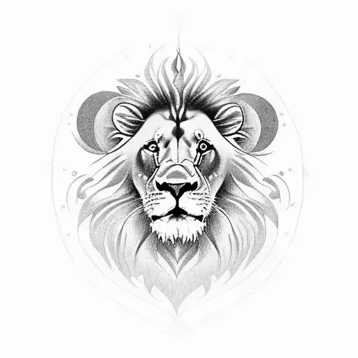 Lion with 2 angels tattoo design idea