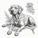 labrador retriever sitting tattoo design idea