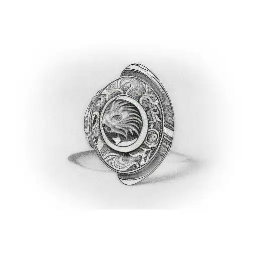 masculine men's wedding ring tattoo design idea