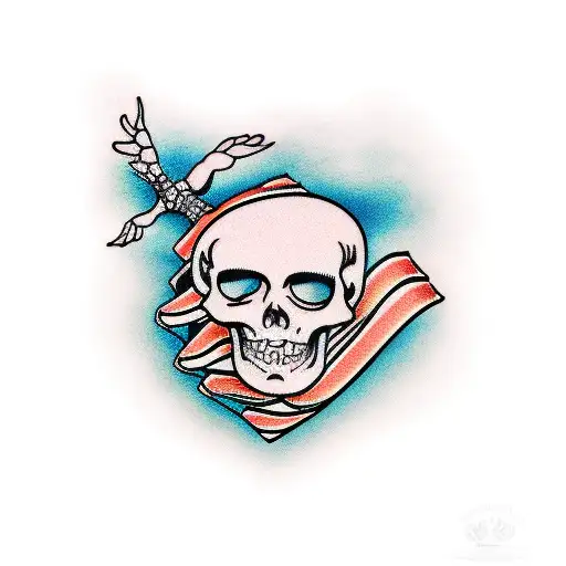skeleton on the beach tattoo design idea