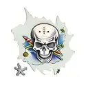 skeleton on the beach tattoo design idea