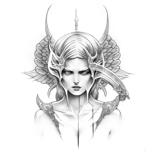 A tattoo of an angel and a demon engaged in an epic battle tattoo design idea