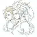 Create a custom Final Fantasy VII tattoo design with Cloud, Zack and Aerith symbols tattoo design idea