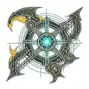 Compound bow, Fire show tattoo design idea