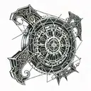 Compound bow, Fire show tattoo design idea