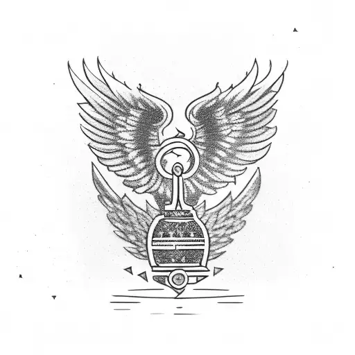 A blackwork tattoo of a beer mug with wings, symbolizing the freedom and joy of traveling tattoo design idea
