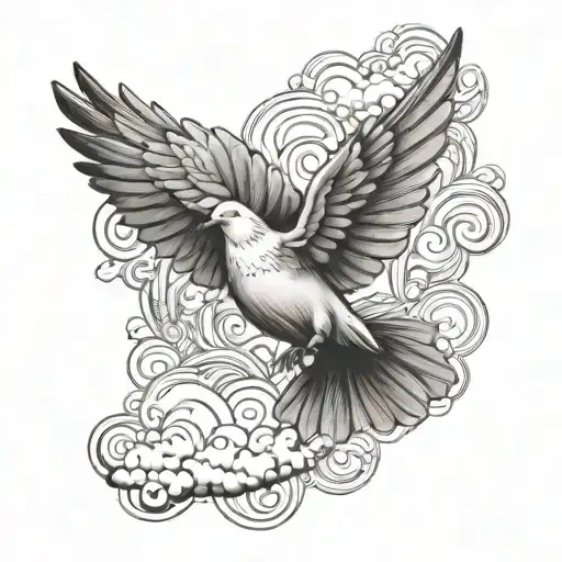 Dove and cloud tattoo design idea