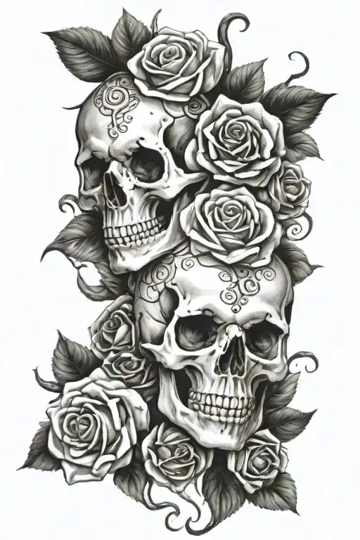 skulls snakes and roses wrapped tattoo design idea