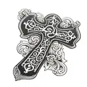 cross and words tattoo design idea